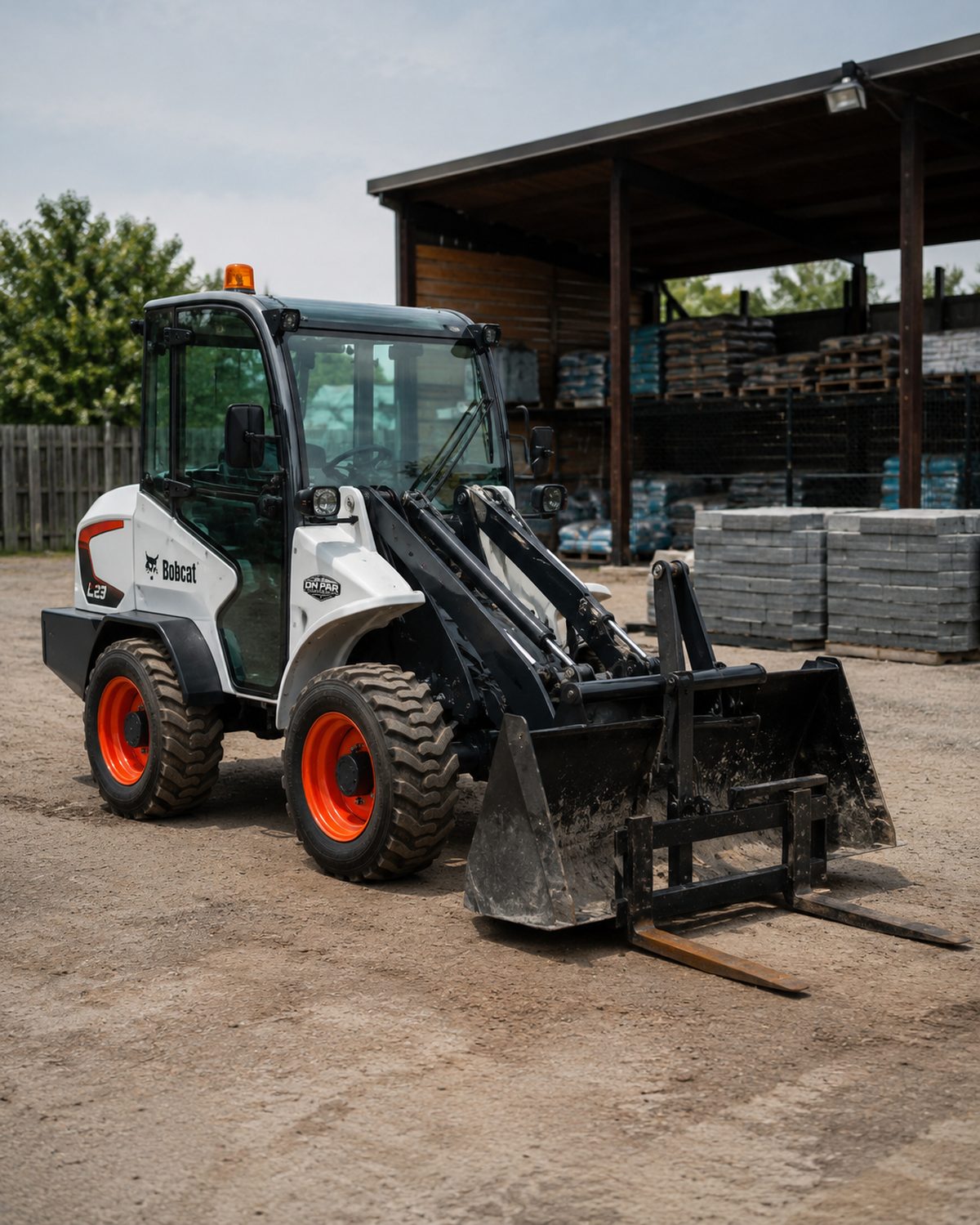 Bobcat L23 mini wheel loader with attachment — representative image of the model